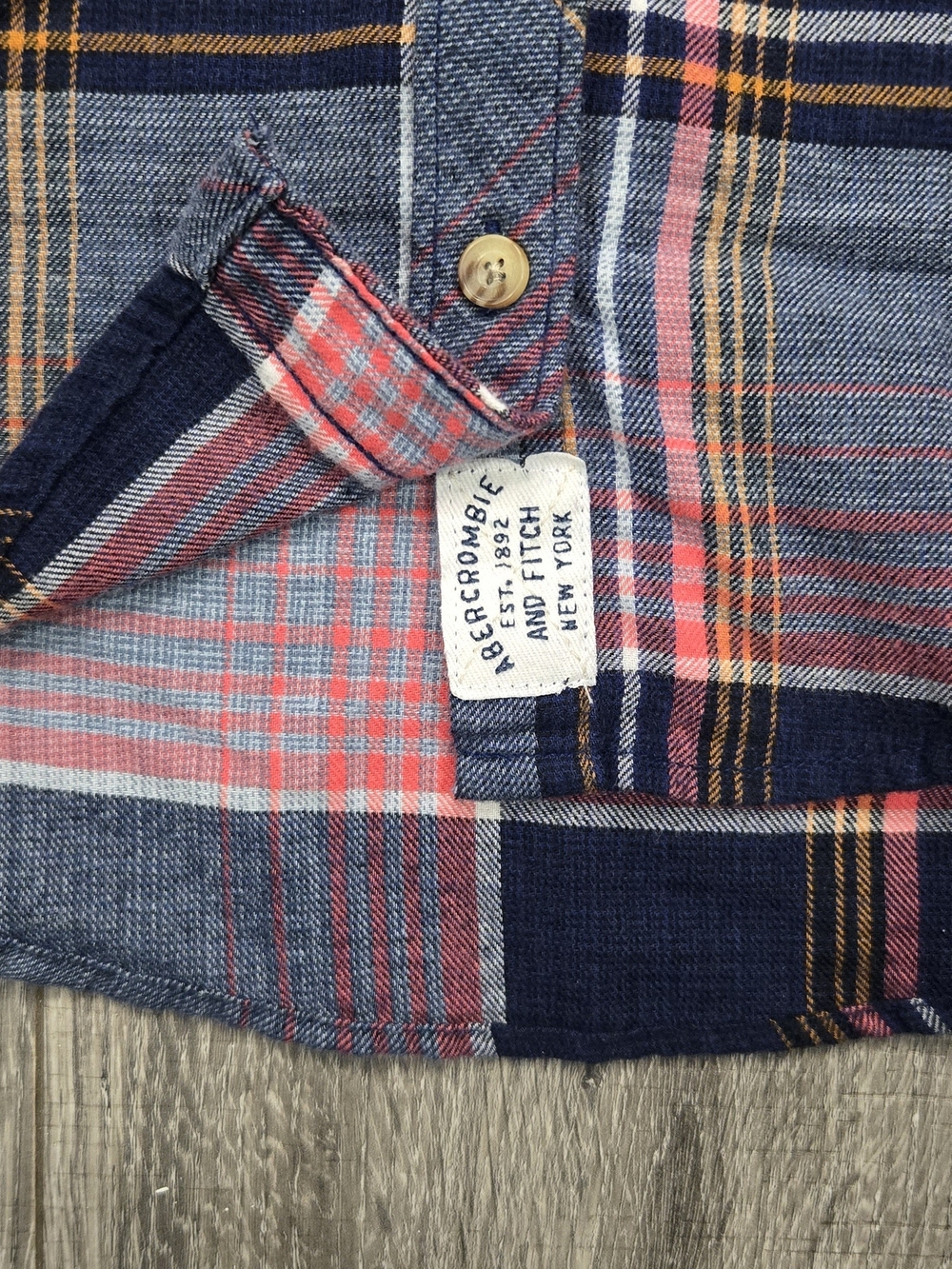 Abercrombie & Fitch Blue and Pink Plaid Button-Down Shirt. #502 - Picture 4 of 7